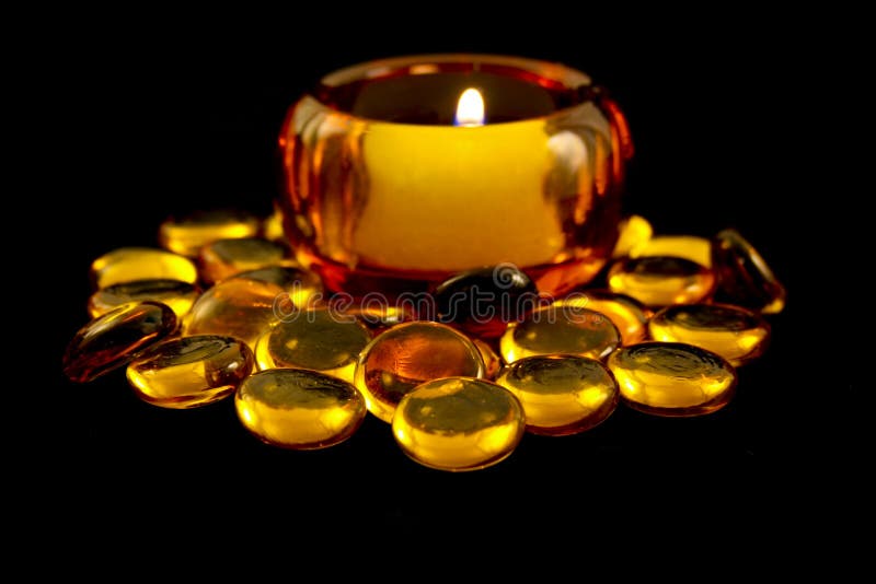 Candle in Amber Holder with Beads Stock Image Image of tealight