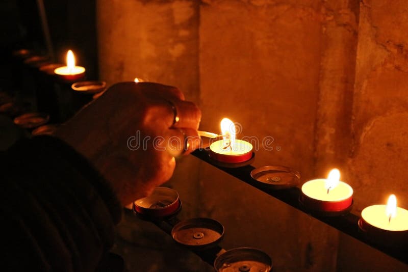Candle Being Lit With Match Stock Image Image of comfort, candles