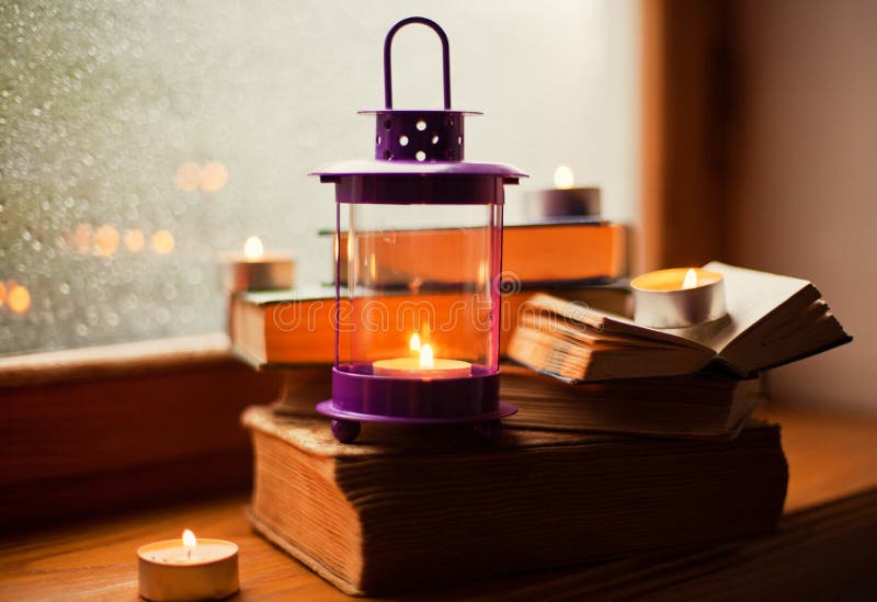 Candle and books stock photo. Image of glass, religion 37269528