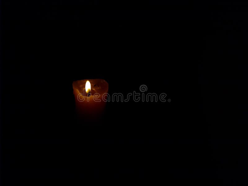 Candle Burning in the Dark, Yellow Flame Stock Photo Image of