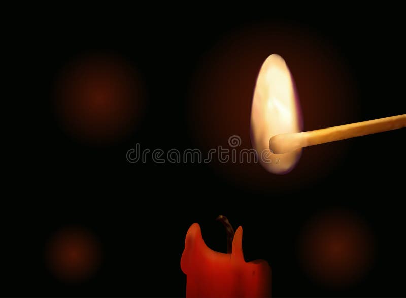 Candle and burning match stock vector. Illustration of bright 35290396