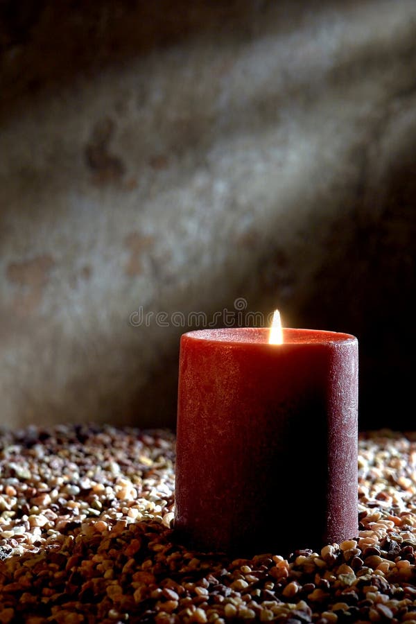 Candle Burning with Soft Glow Flame in Old House Stock Image Image of