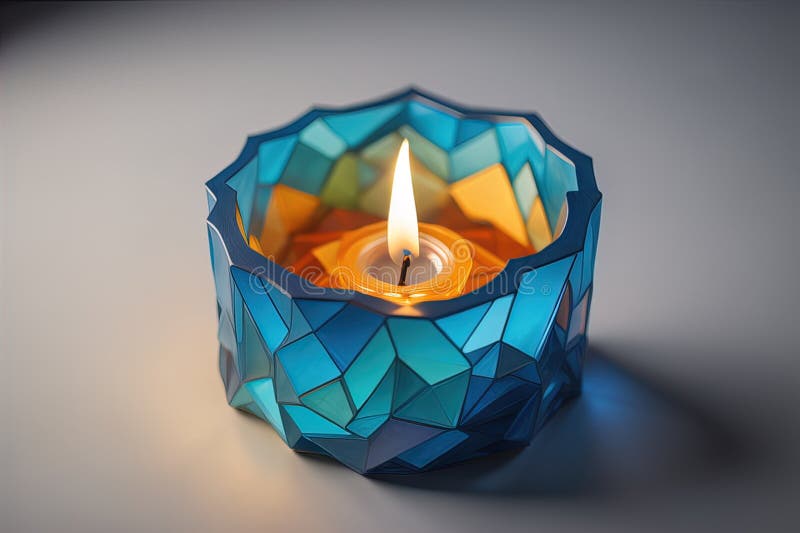 A Candle in a Crystal Candlestick. Generative Ai Stock Illustration