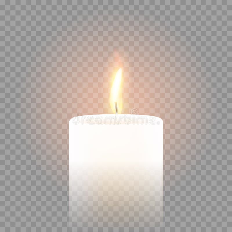 Candle flame burning 3D realistic vector transparent background