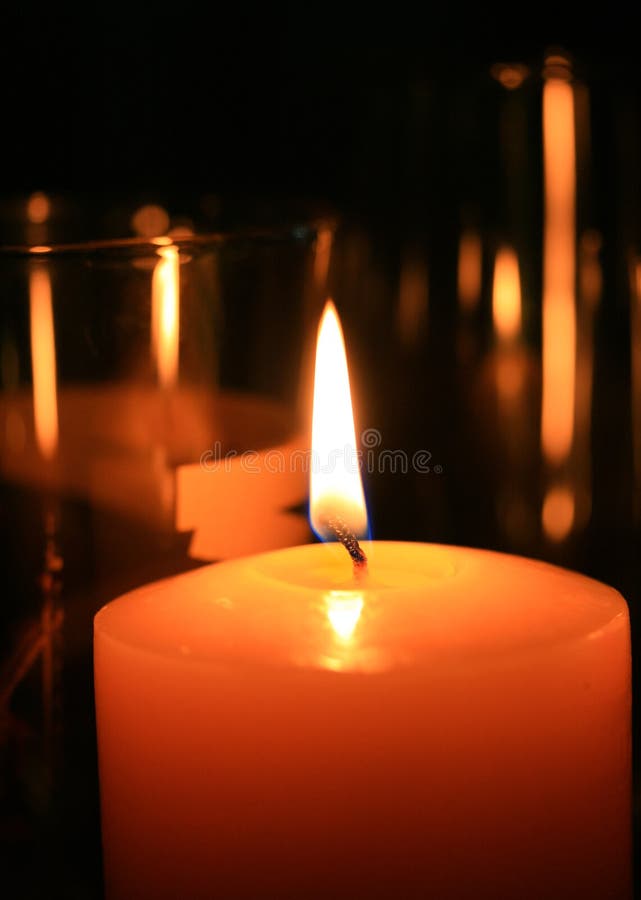 Candle Flame at Night Closeup Stock Photo Image of horizontal