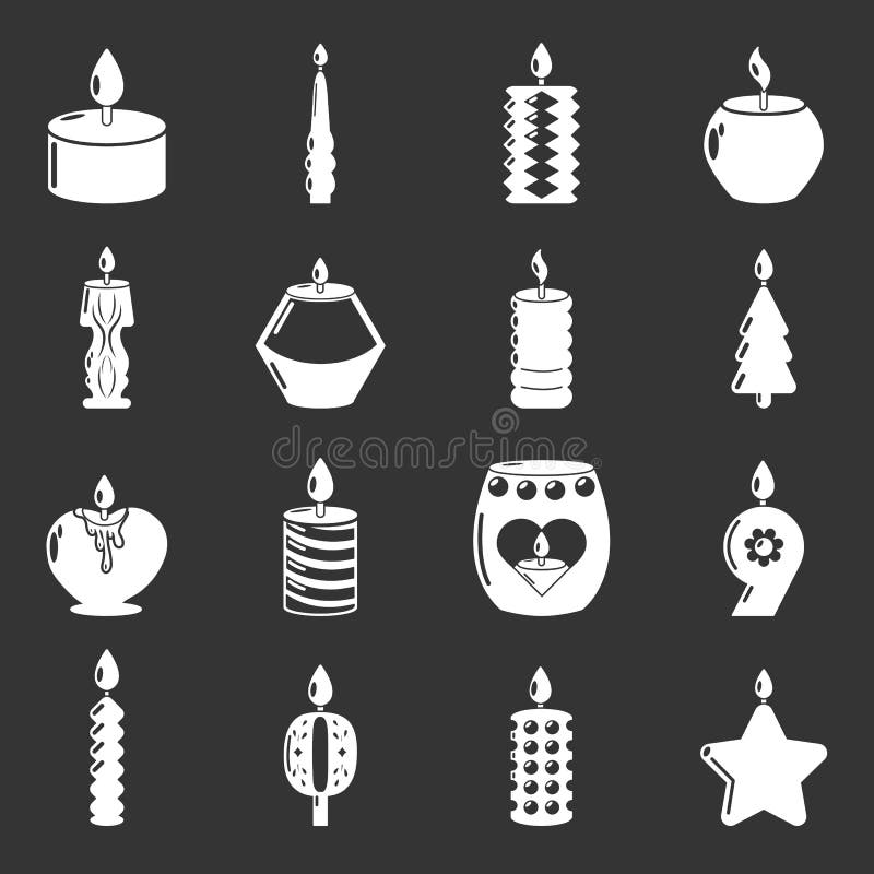 Candle forms icons set grey vector vector illustration