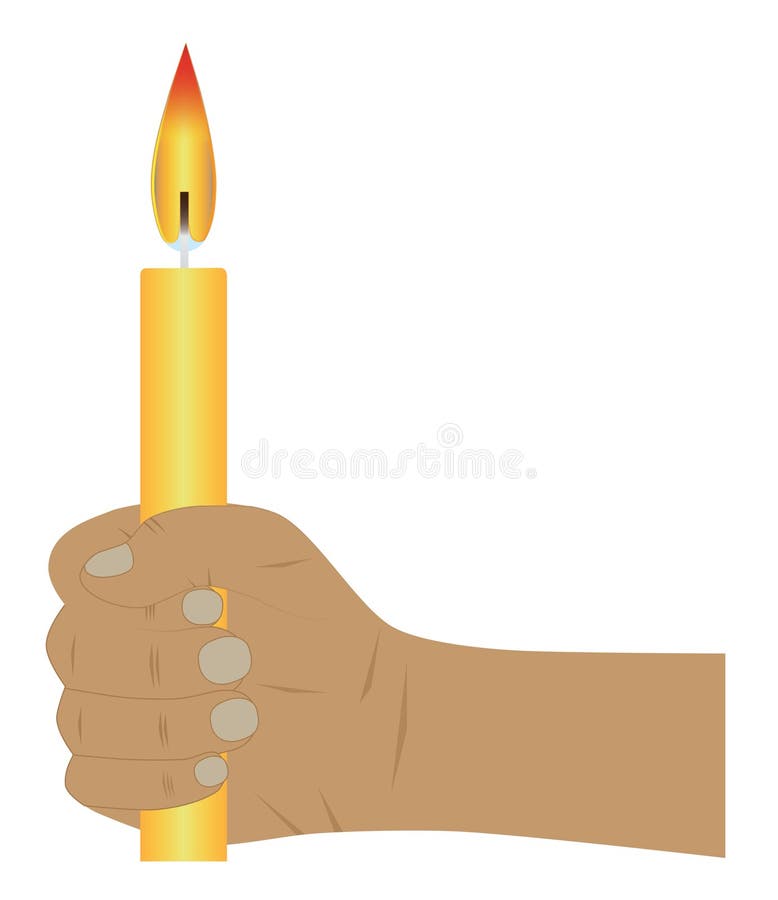 Candle in a Hand. Vector Illustration. Stock Vector Illustration of
