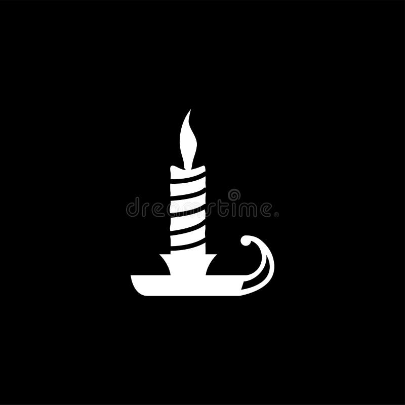Candle Icon on Black Background. Black Flat Style Vector Illustration