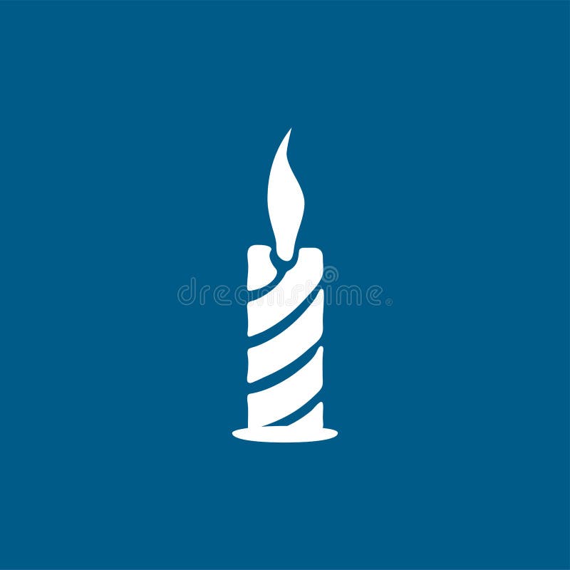 Candle Icon on Blue Background. Blue Flat Style Vector Illustration