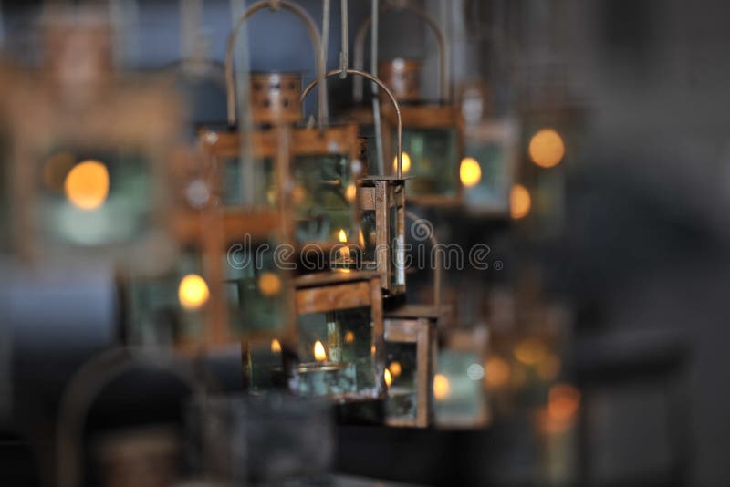 Candle in the Jar Hanging from the Ceiling Stock Image Image of