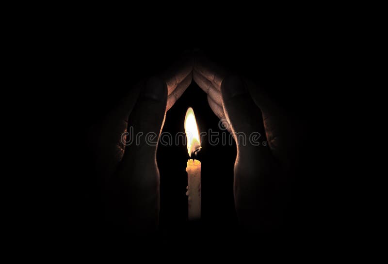 Candle Light In Hand With Floating Lantern In The Night Sky Background