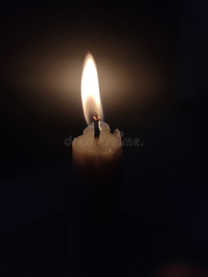 Candle Lit in the Dark Night Stock Photo Image of flame, white 221303716