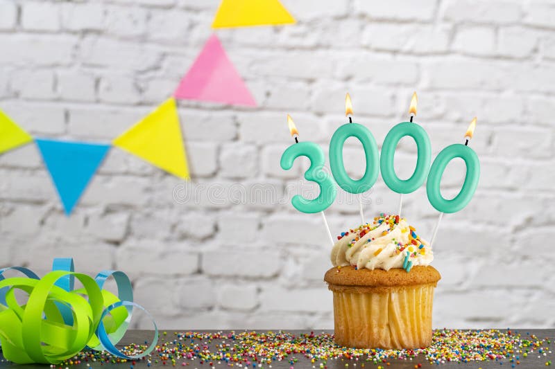 Number of followers or likes - Candle number 3000. 3000 followers illustrations