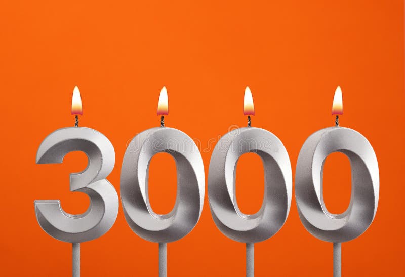 Number of followers or likes - Candle number 3000. 3000 followers illustrations
