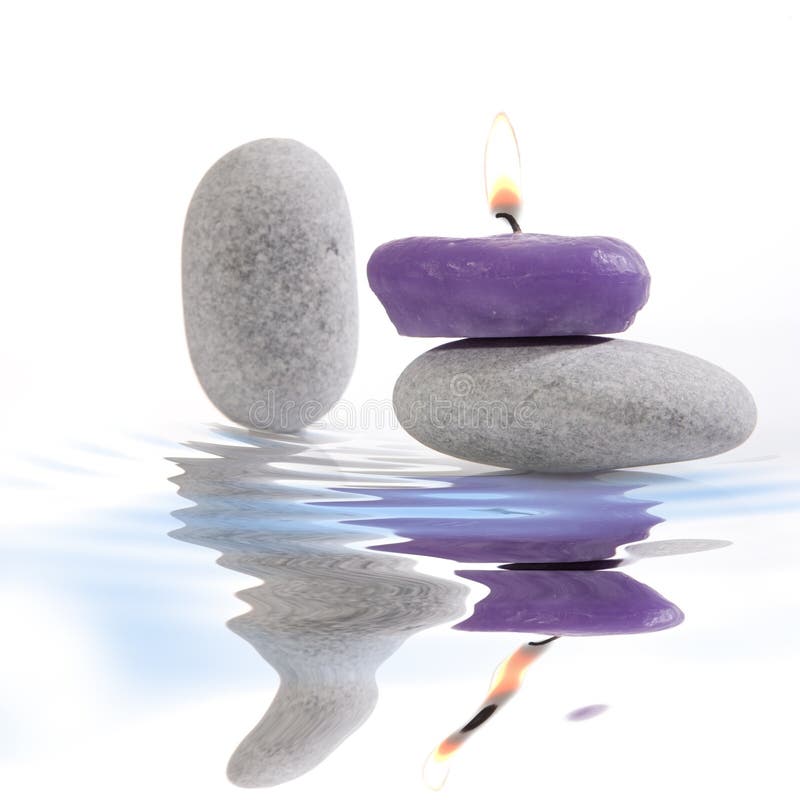 Candle and River Stones stock image. Image of aromaherapy 7128699