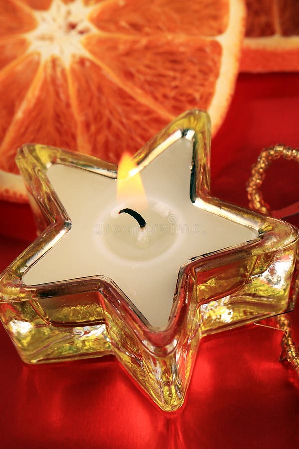 Candle in Star Shaped Holder Stock Image Image of cross, material