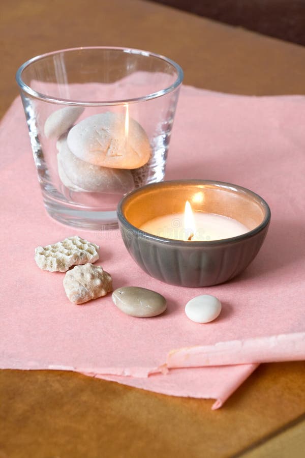 Candle and Stones stock photo. Image of little, aroma 18896544