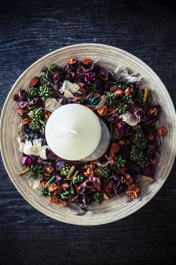 Candle on the wooden plate stock image. Image of healthy 38253095