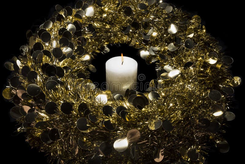 Candle and Wreath stock photo. Image of flame, still 63085700