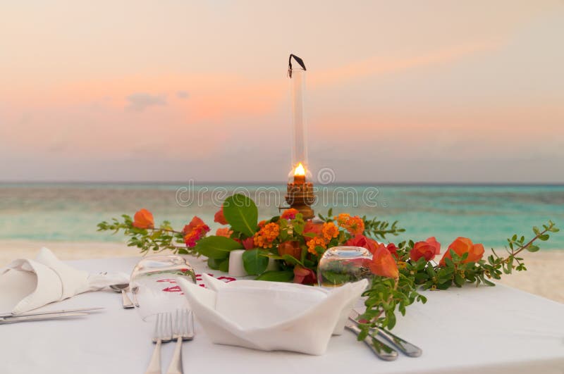 Candlelight Dinner At The Beach Stock Image Image of beach, holiday