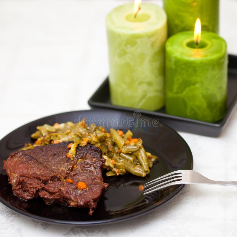 Candlelight Dinner. Meat Steamed Stock Photo Image of food, menu