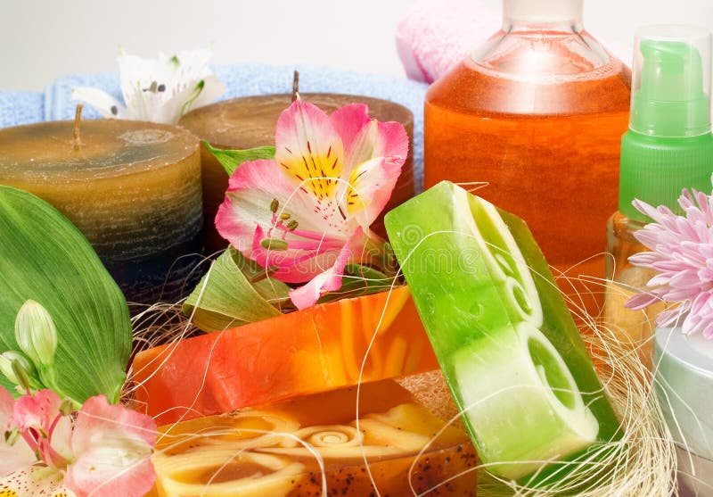 Candles and aromatic soaps stock image. Image of group 48844197