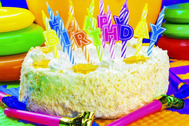 Candles On The Birthday Cake Stock Photo Image of flame, female 40499894