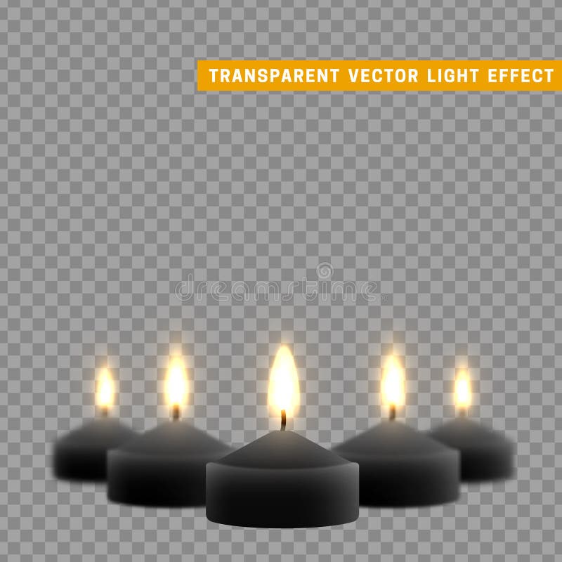 Candles Burn With Fire Realistic. Set On Transparent Background