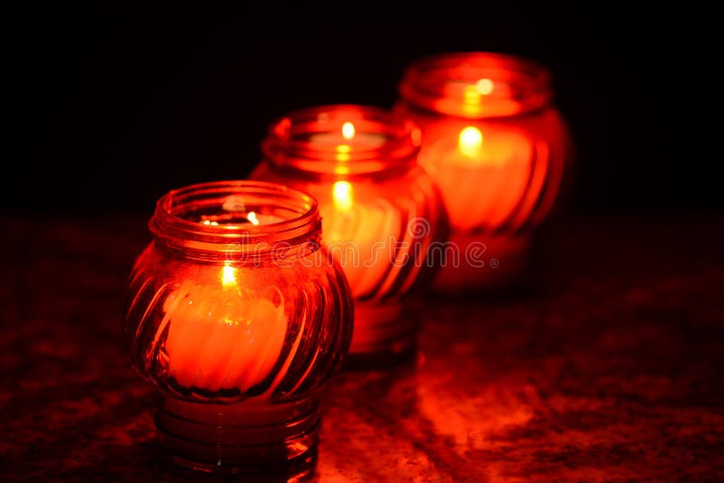 Candles Burning at a Cemetery during All Saints Day Stock Photo Image of memoriam, memory
