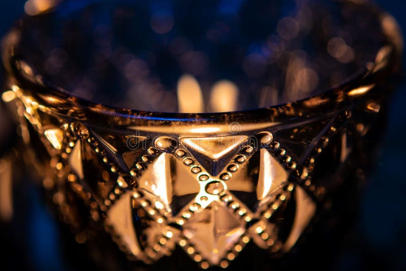 Candles Burning in Crystal Glasses Stock Photo Image of decoration