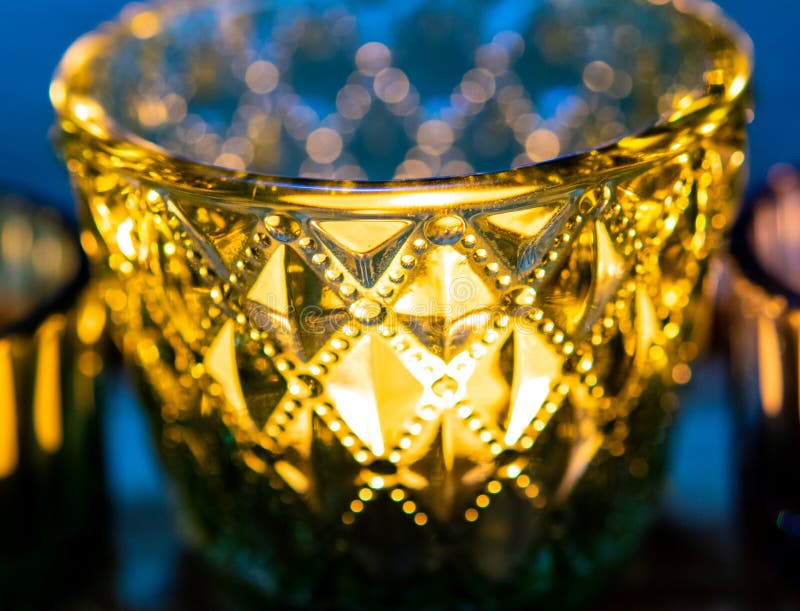 Candles Burning in Crystal Glasses Stock Image Image of comfortable
