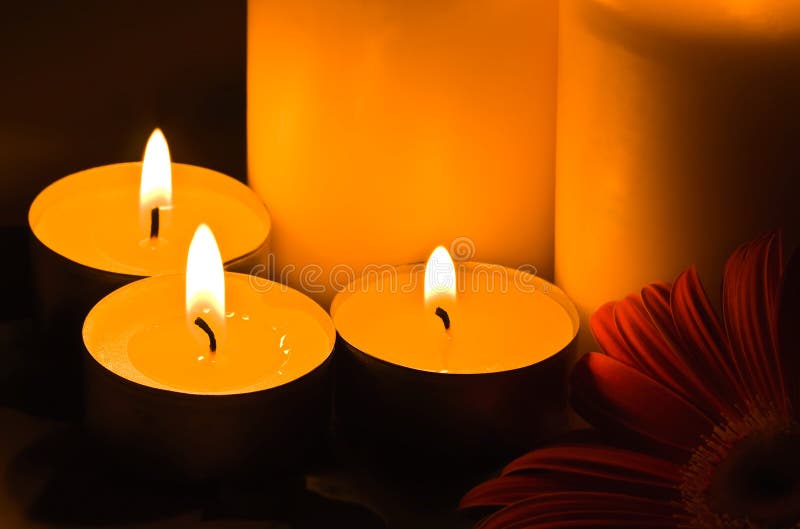 Candles Burning in the Dark Stock Image Image of grief, lightweight
