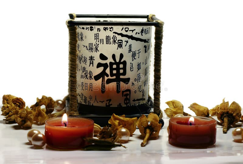 Candles and Chinese holder royalty free stock image