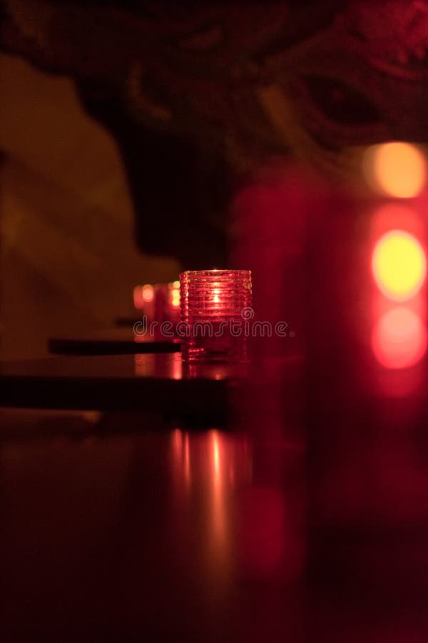 Candles in a Dark Bar in New York City Stock Image Image of glass