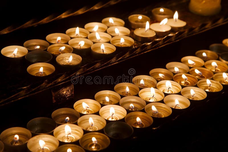 Candles in a dark church stock photo. Image of ambient 81865750