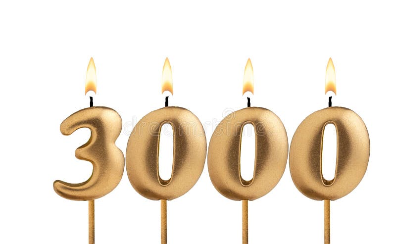 Number of followers or views - Candles form the number 3000. 3000 followers illustrations