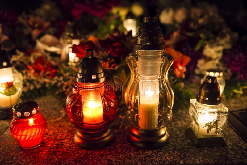 Candles on a grave stock photo. Image of christmas, grave 20901536