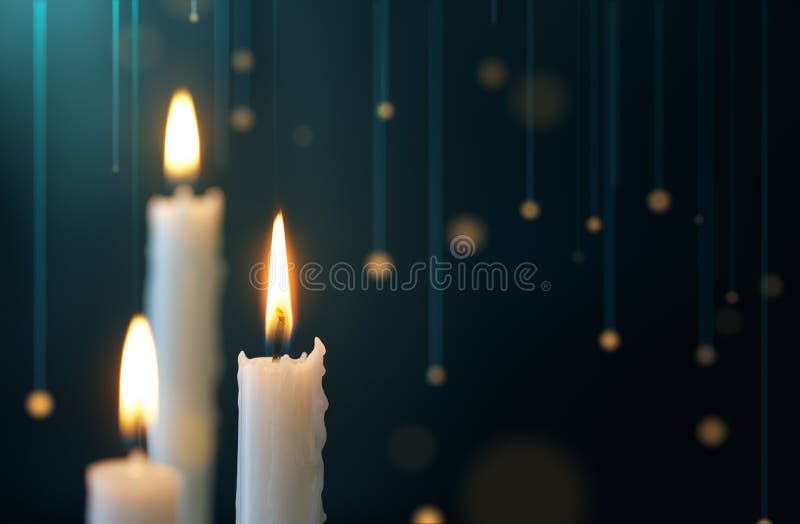Candles Lit During Christmas Celebration Stock Image Image of fire