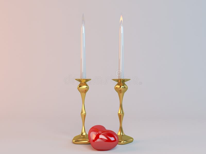 Candles and Hearts for Lovers Stock Illustration Illustration of