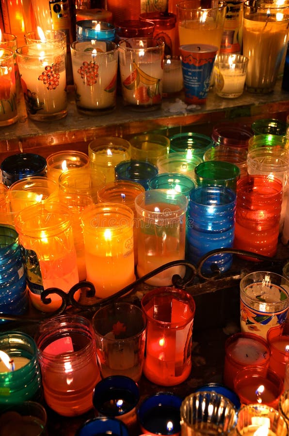 Candles Inside a Church in Oaxaca Stock Photo Image of cross, mexico