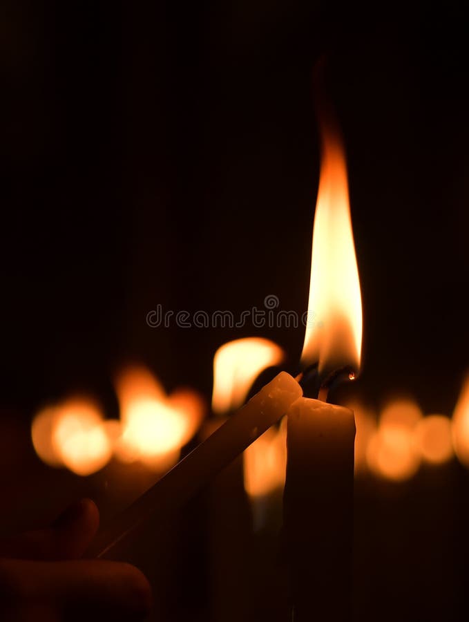 Candles Light. Golden Light of Candle Flame. Stock Image Image of