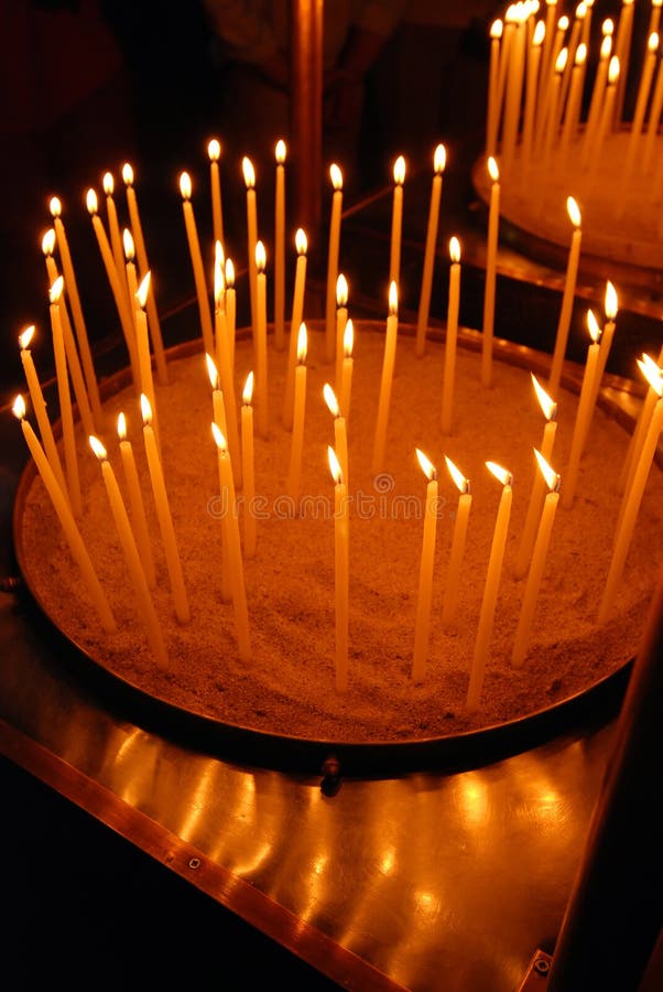 Candles in orthodox church stock photo. Image of monastry 18766694