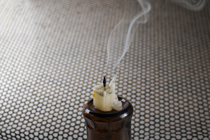 The candles and smoke. stock photo. Image of extinguished 79563536