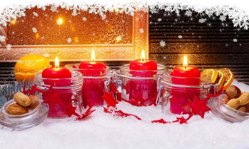 4 candles and Snowflakes for Advent