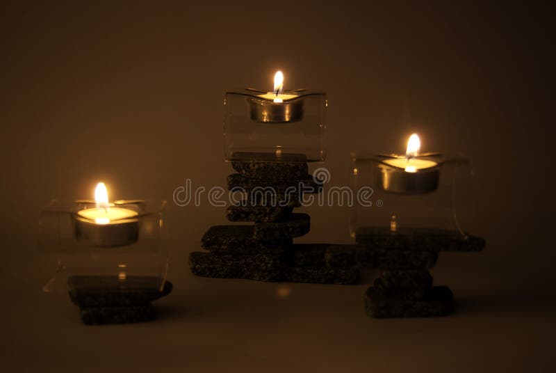 Candles on zen stones stock photo. Image of heights, different 15216578
