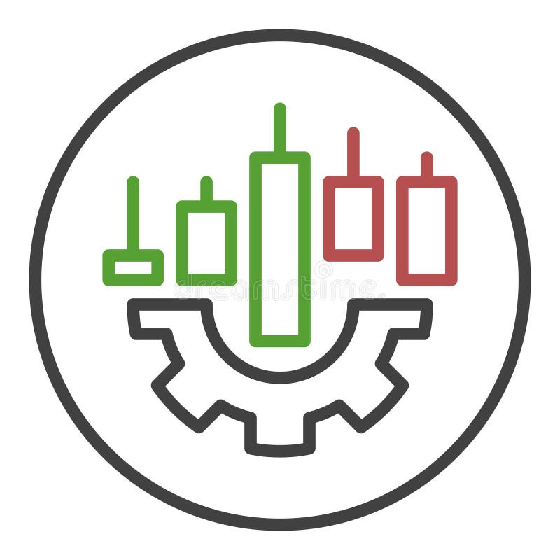 Candlestick Chart auf Linear-Rundzeichen oder Symbol des Geflügels vektor abbildung