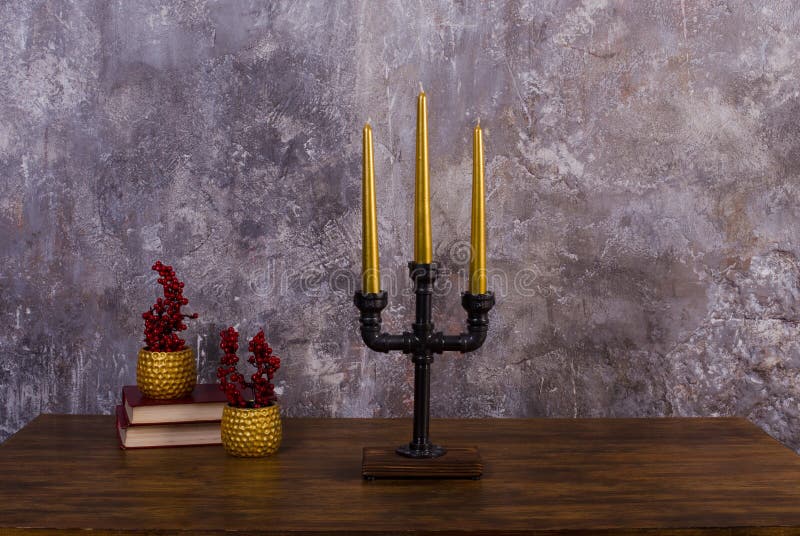 Candlestick For Three Candles With A Classic Style, Decorated With