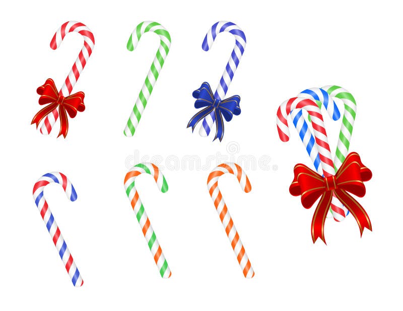 A set of colorful candy canes. Vector illustration. Peppermint stripes vectors