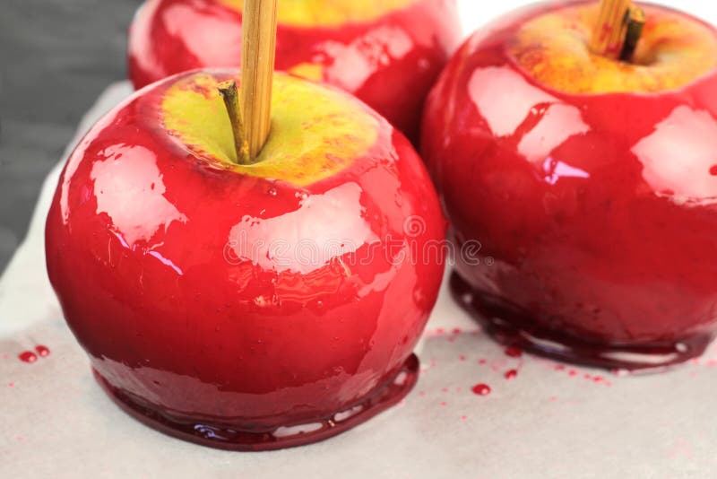 Candy Apple Coated with Granulated Sugar Isolated on White Background