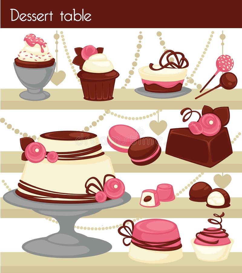 Candy bar or dessert buffet table. stock illustration Candy bar or dessert buffet table. stock illustration